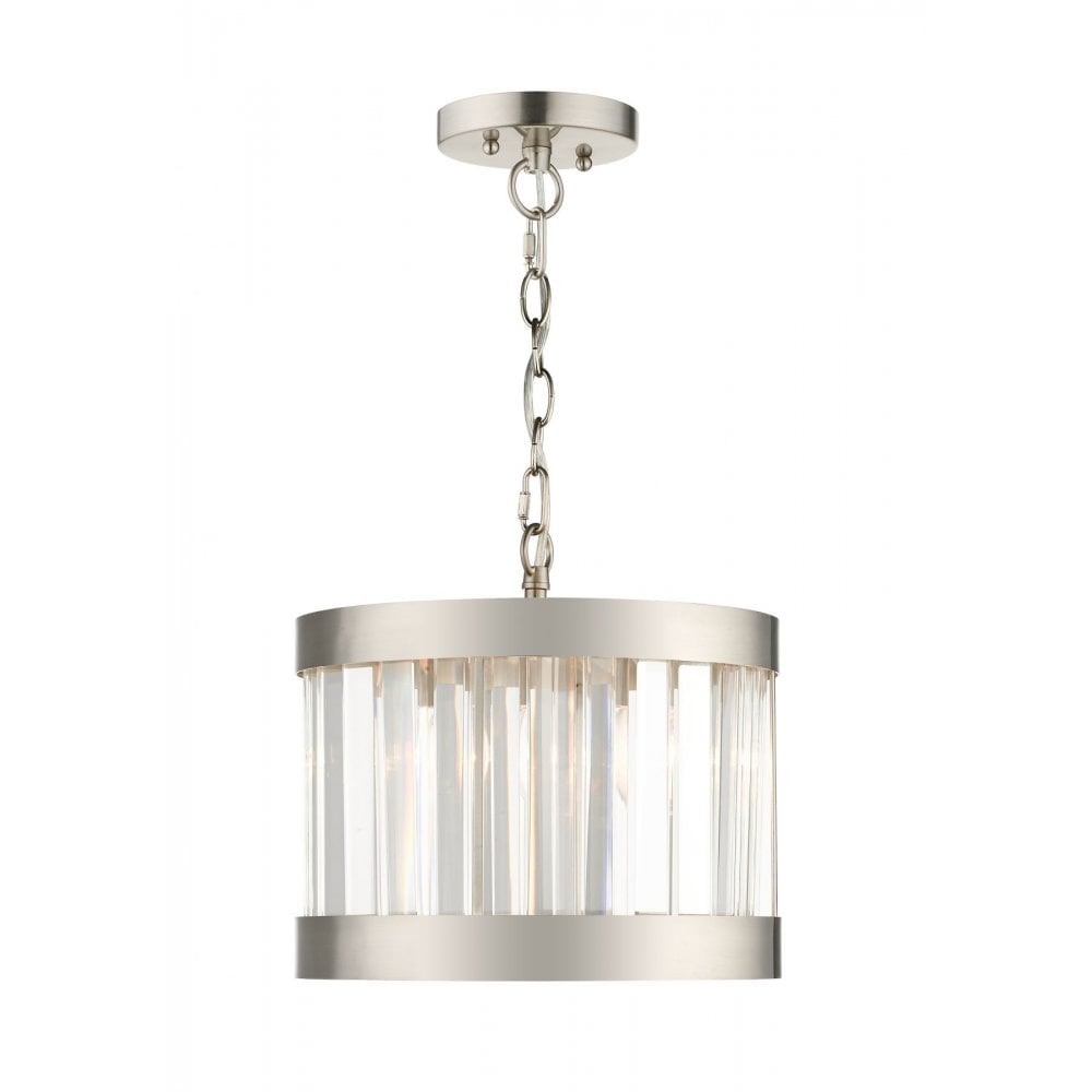 Pandora E27 Single Crystal Pendant Satin Chrome