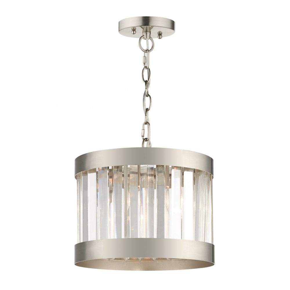 Pandora E27 Single Crystal Pendant Satin Chrome