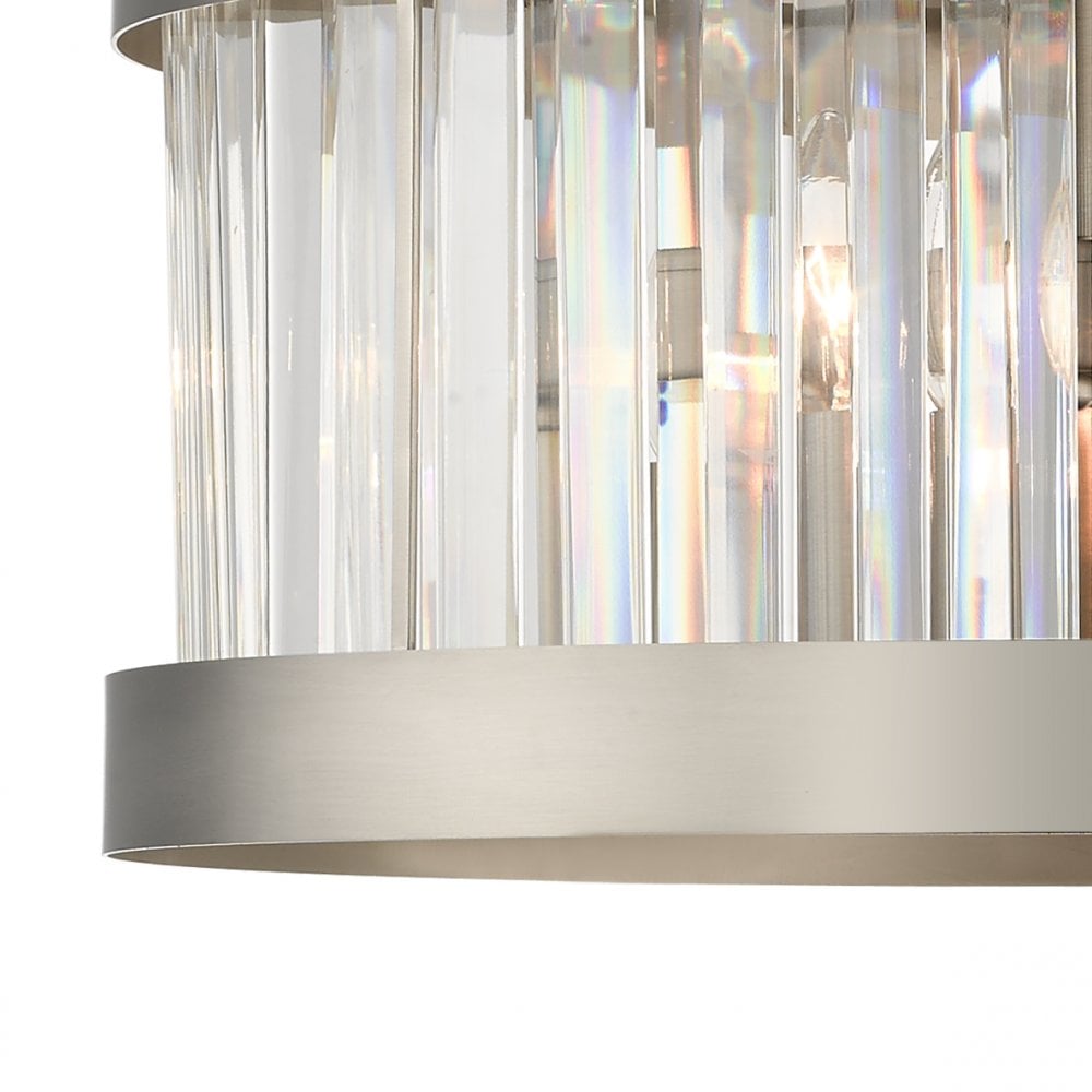 Pandora E27 3 Light Crystal Pendant Satin Chrome