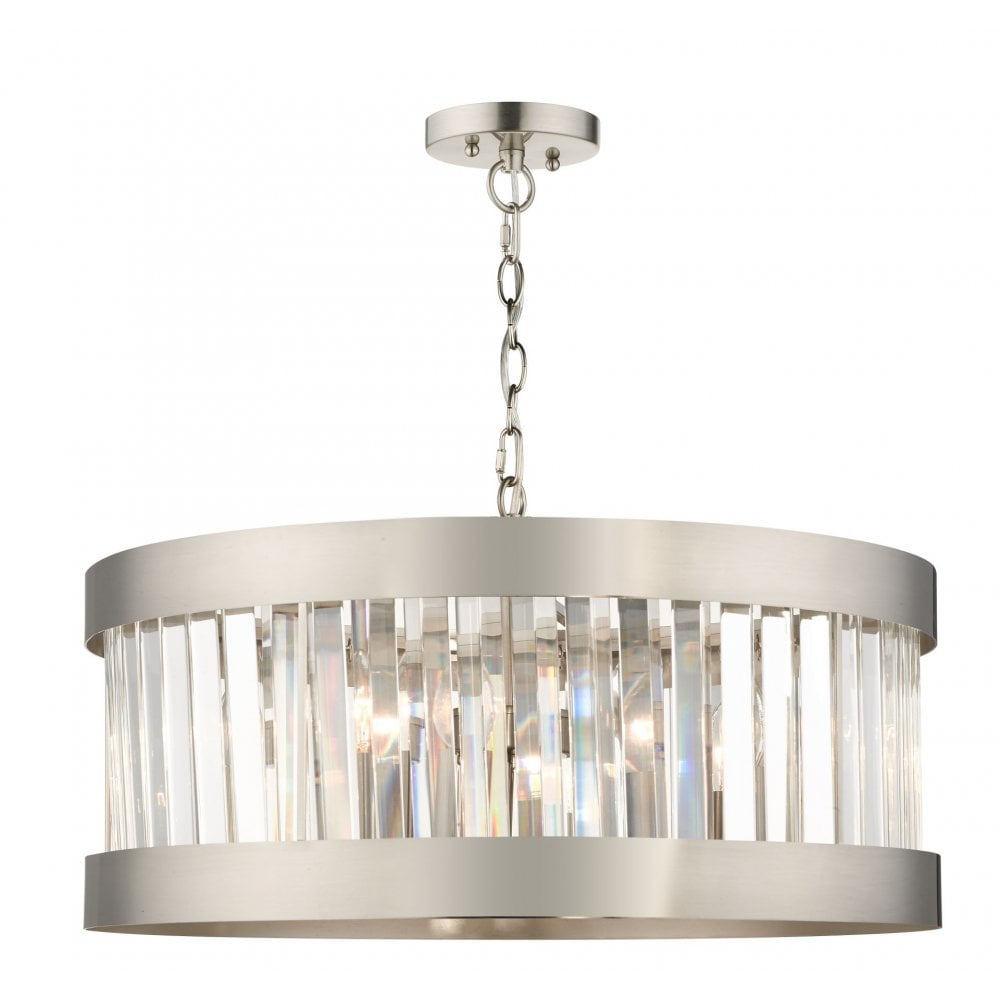 Pandora E27 5 Light Crystal Pendant Satin Chrome