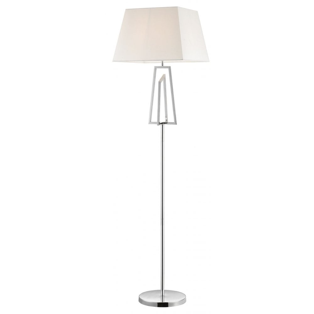 Plaza Polished Chrome E27 Floor Lamp With Square Shade
