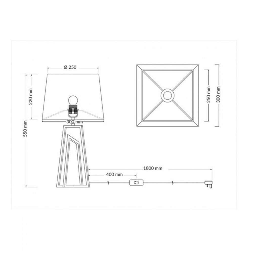 Plaza Polished Chrome E27 Table Lamp With Square Shade