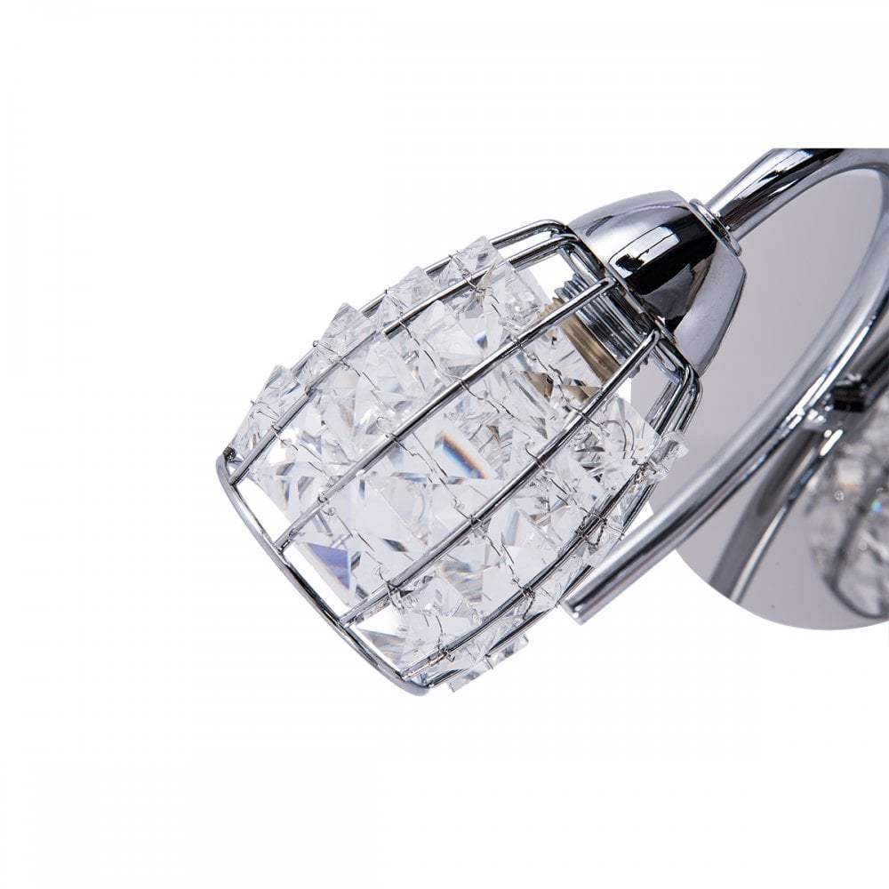 Roma 1 Light Polished Chrome Wall Light with Crystal Shade