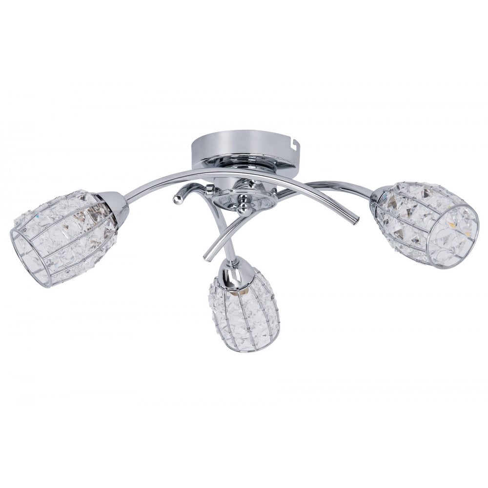 Roma 3 Light Polished Chrome with Crystal Shade