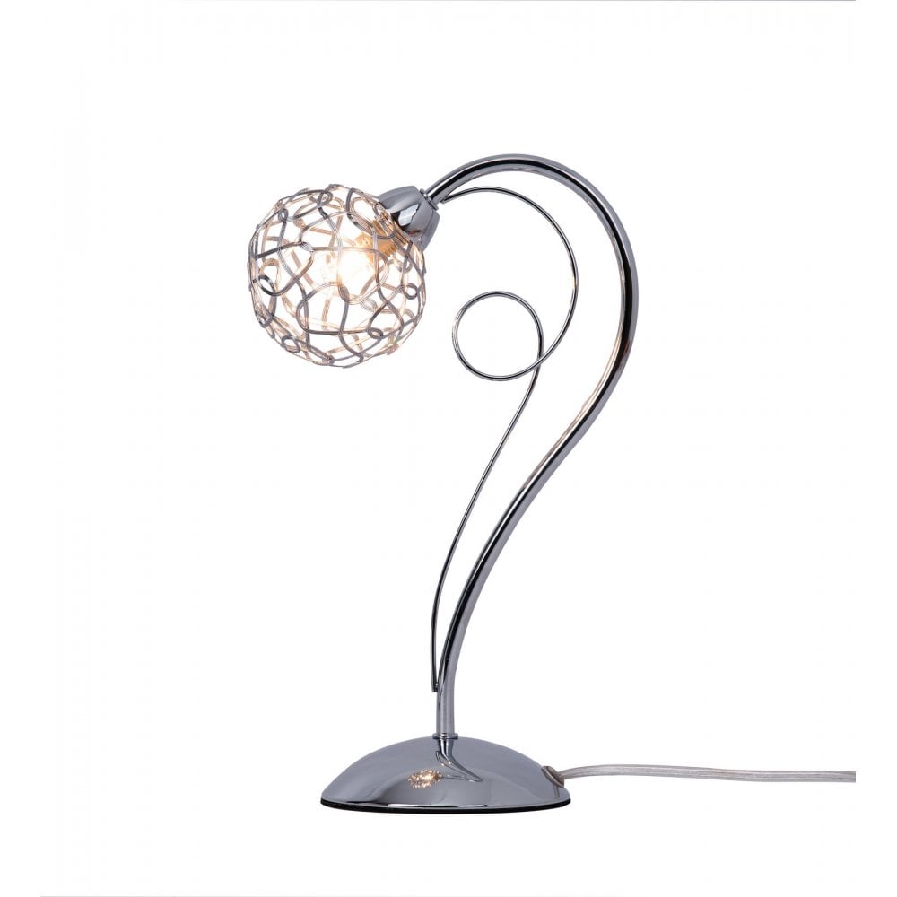 Ronda Polished Chrome Table Lamp with Mesh Ball Shade