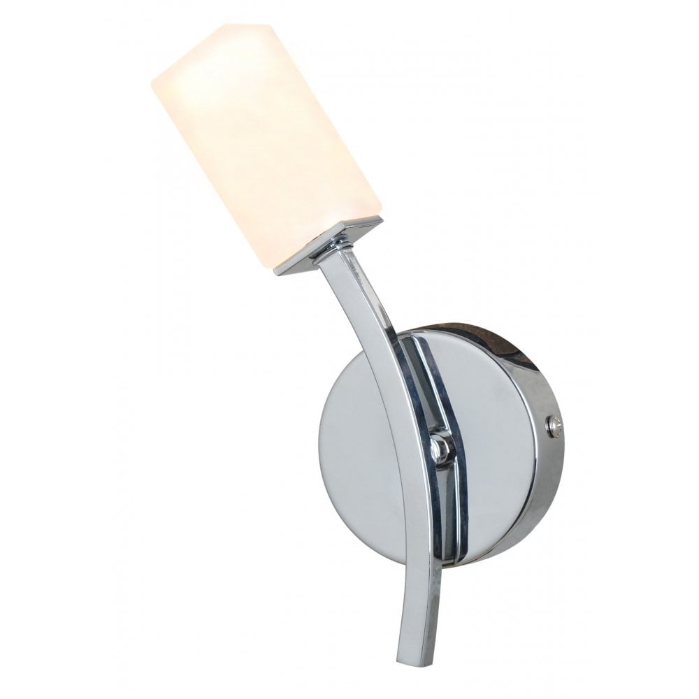 Topaz 1 Light Polished Chrome Wall Light With Square Glass Shade