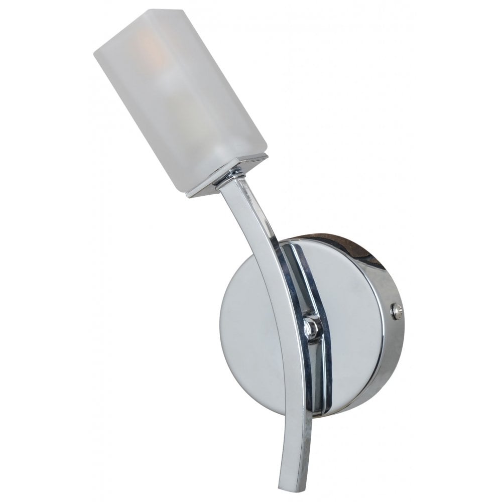 Topaz 1 Light Polished Chrome Wall Light With Square Glass Shade
