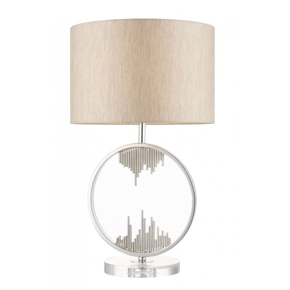 Manhatten E27 Polished Chrome Crystal Table Lamp With Shade