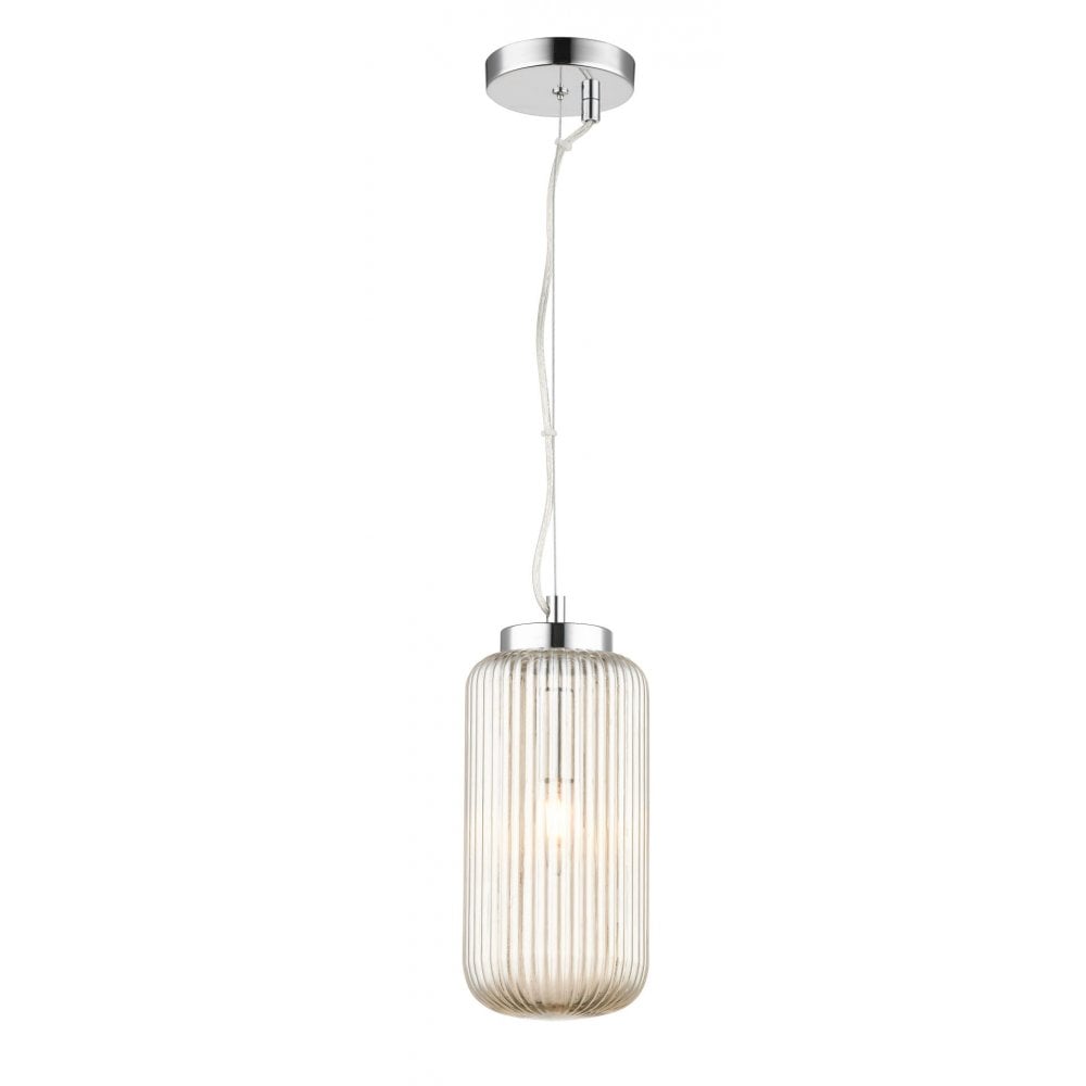 Mason Amber Ribbed Glass Single Pendant