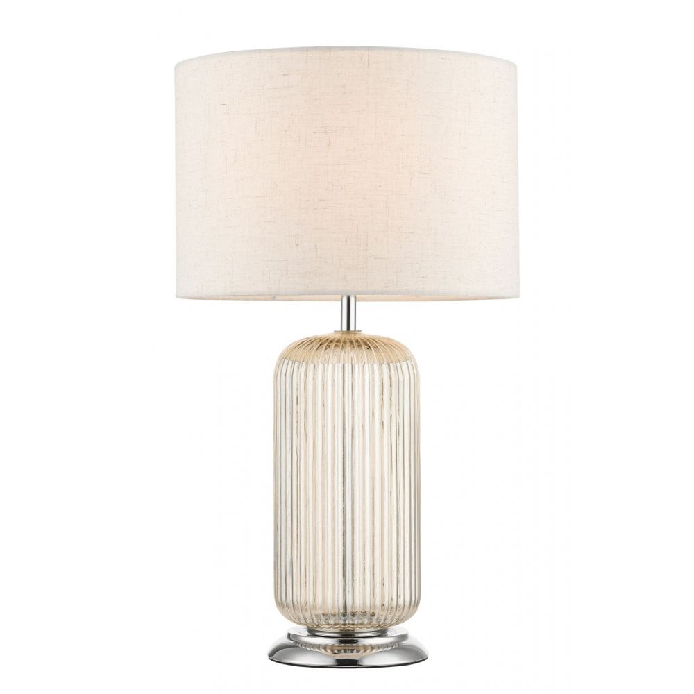 Mason Amber Ribbed Glass Table Lamp With Shade