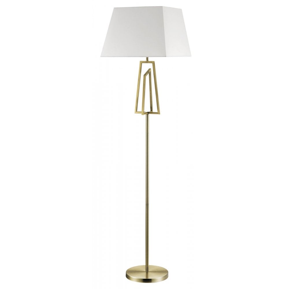 Plaza Antique Brass E27 Floor Lamp With Square Shade