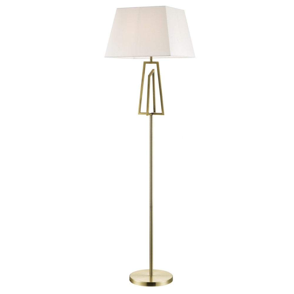 Plaza Antique Brass E27 Floor Lamp With Square Shade