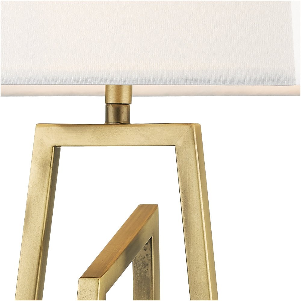 Plaza Antique Brass E27 Table Lamp With Square Shade