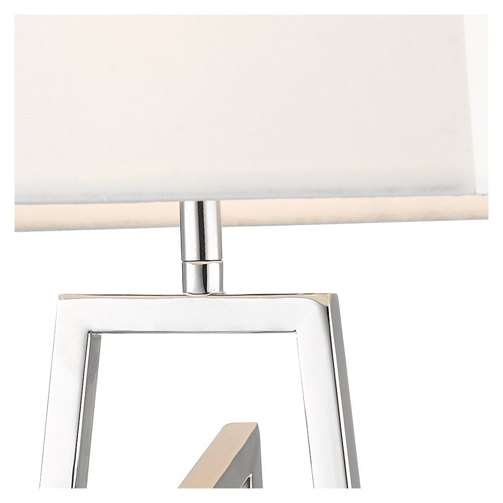 Plaza Polished Chrome E27 Table Lamp With Square Shade