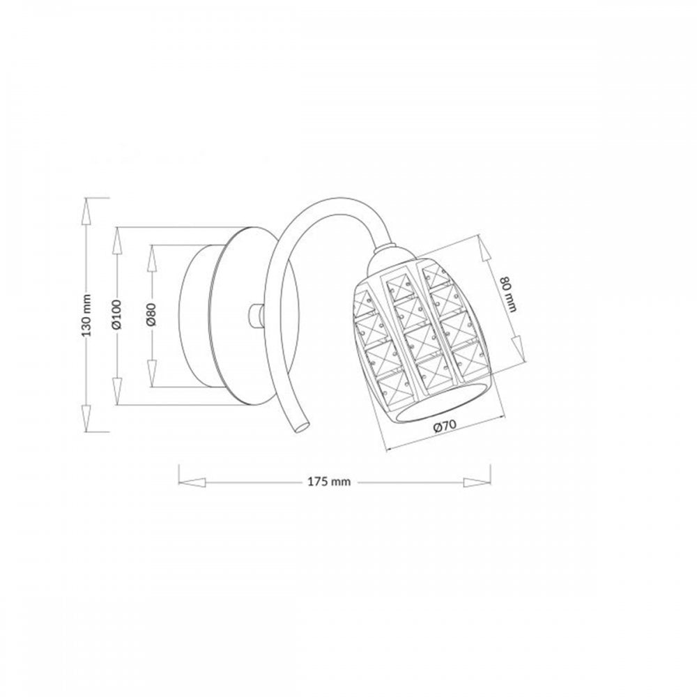 Roma 1 Light Polished Chrome Wall Light with Crystal Shade