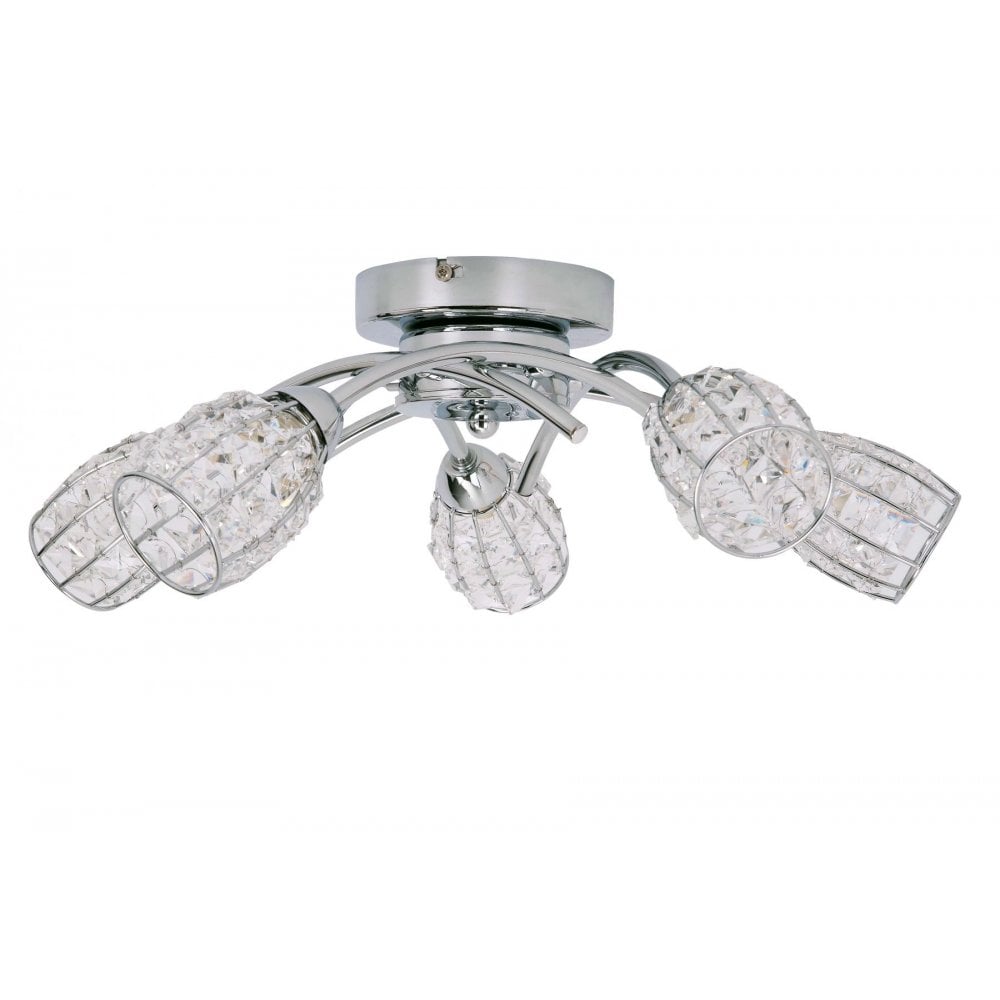 Roma 5 Light Polished Chrome with Crystal Shade