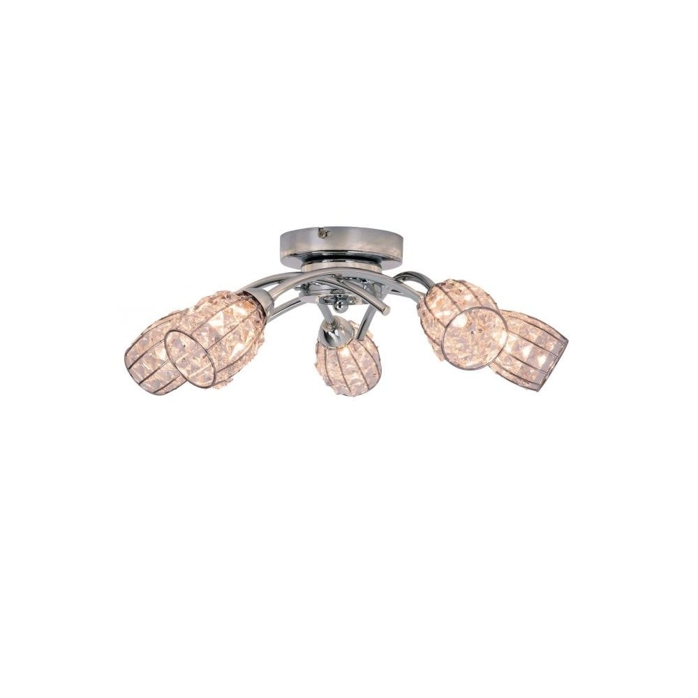 Roma 5 Light Polished Chrome with Crystal Shade