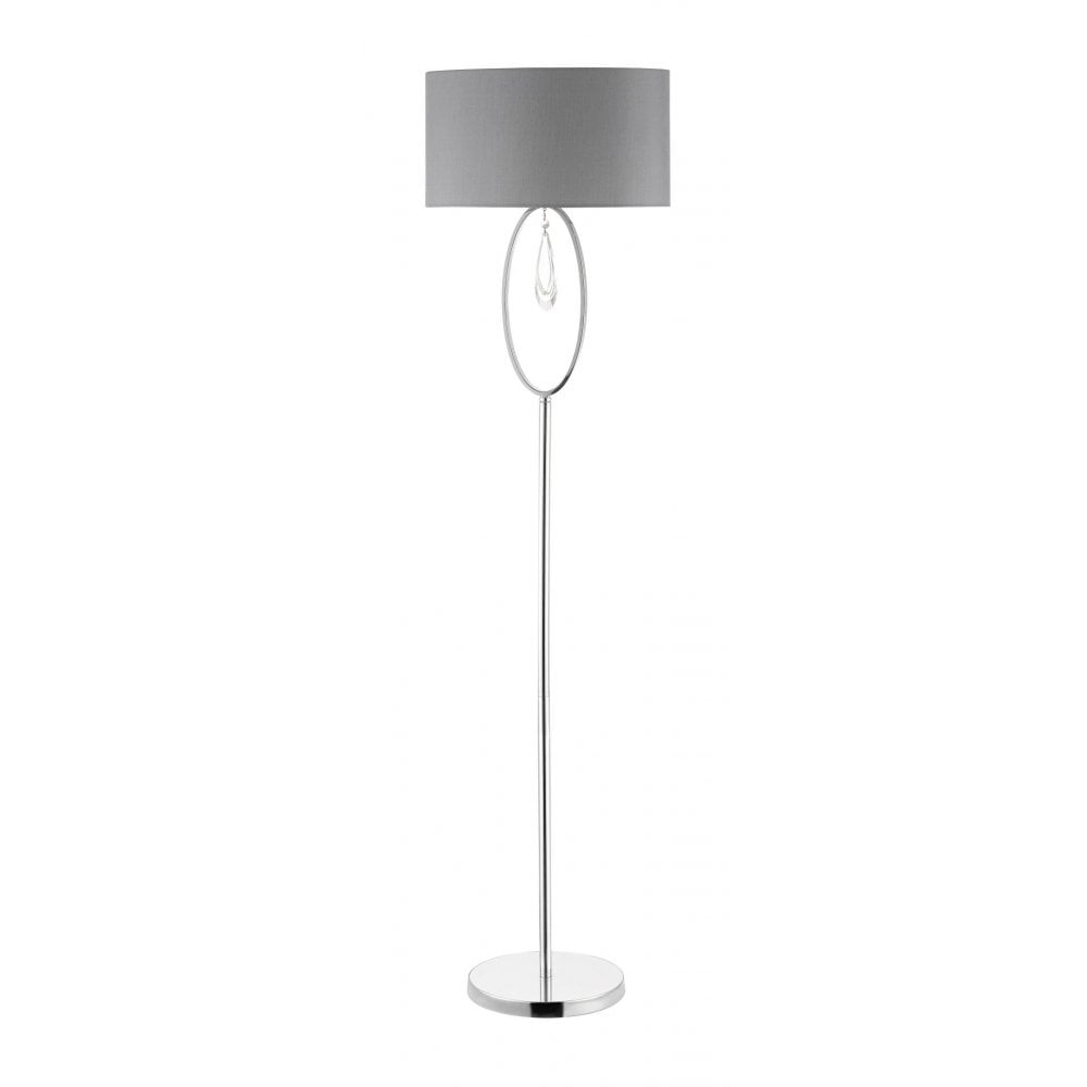 Markle Polished Chrome and Crystal Floor Lamp With Shade