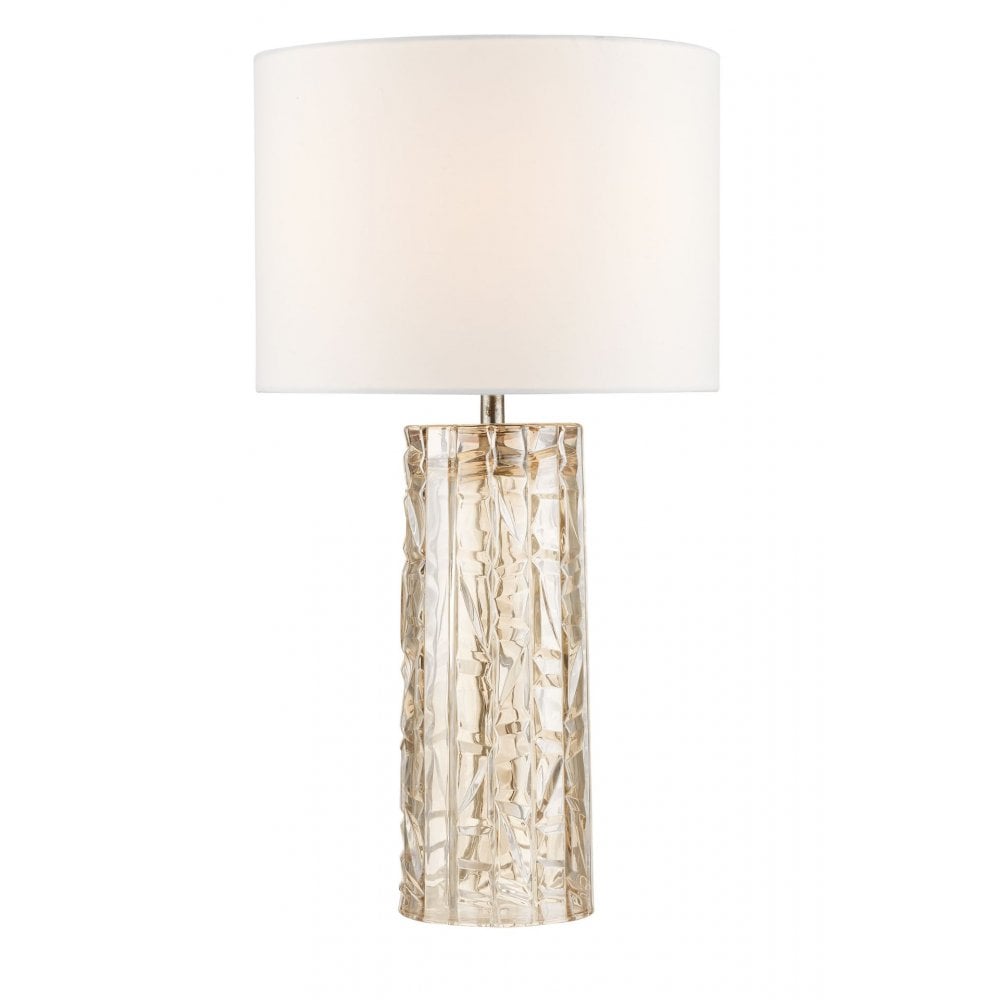 Whiskey Amber Cut Glass E27 Table Lamp With Shade