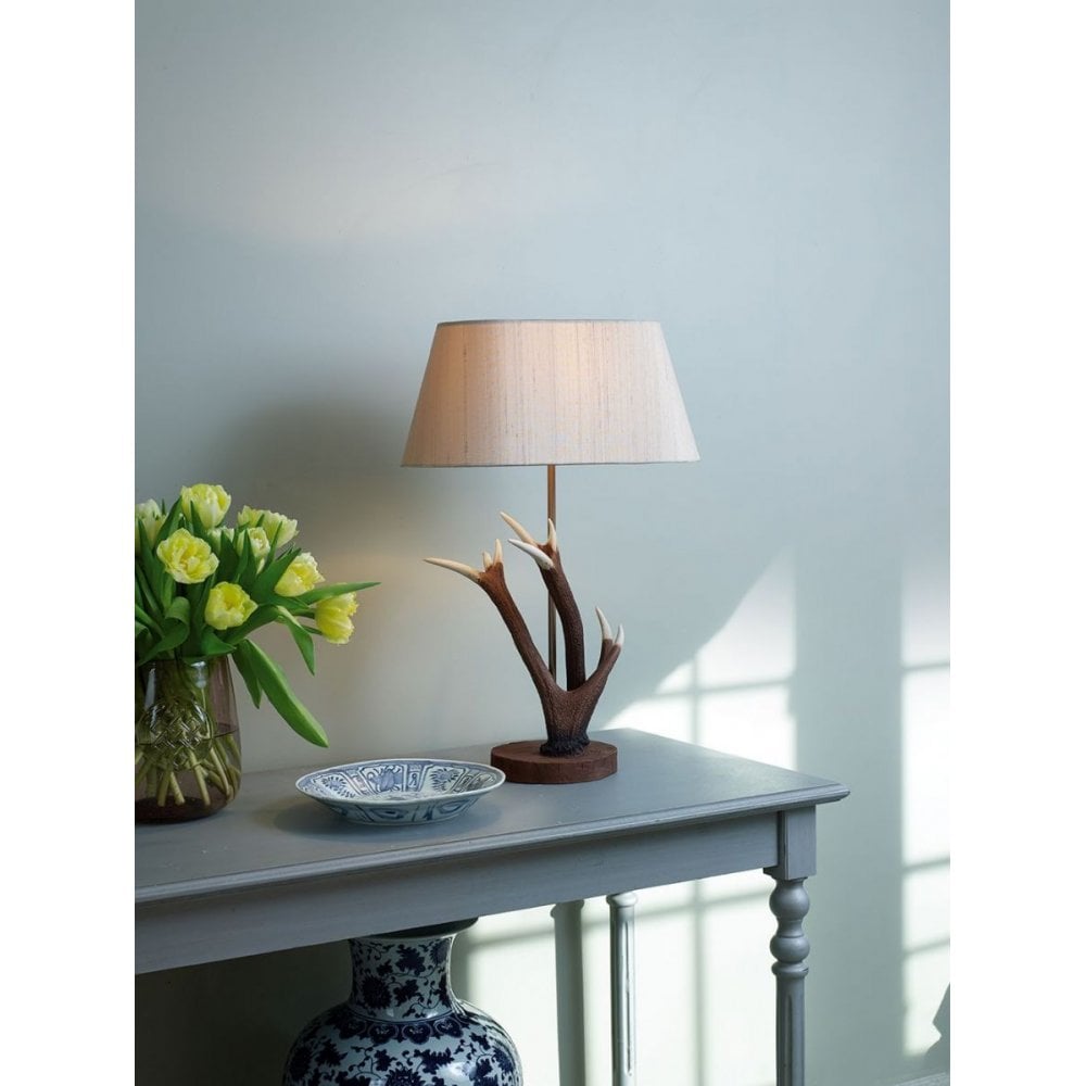 Antler Highland Rustic Small Table Lamp Complete With Shade