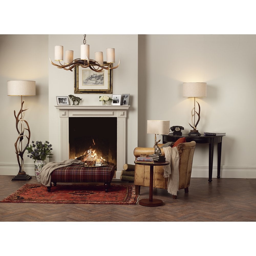 Antler Highland Rustic Floor Lamp With Shade