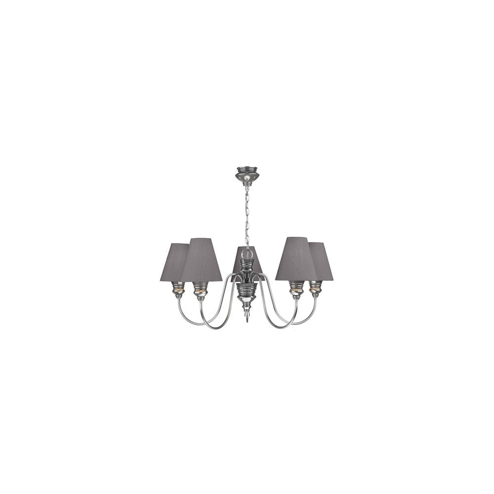 Doreen Pewter 5 Light Pendant with Bespoke Silk Shades