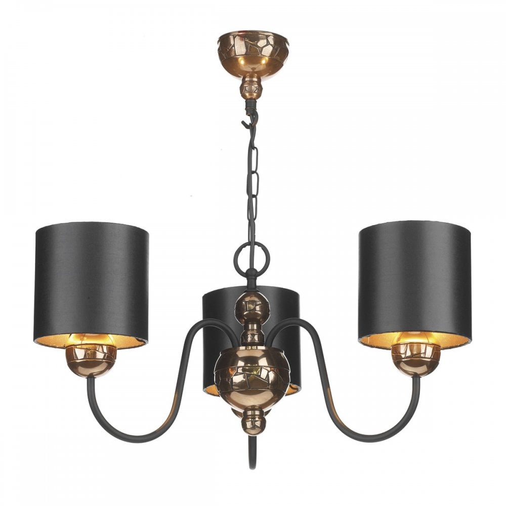 Garbo 3 Light Pendant Bronze complete with Black Bronze Shades