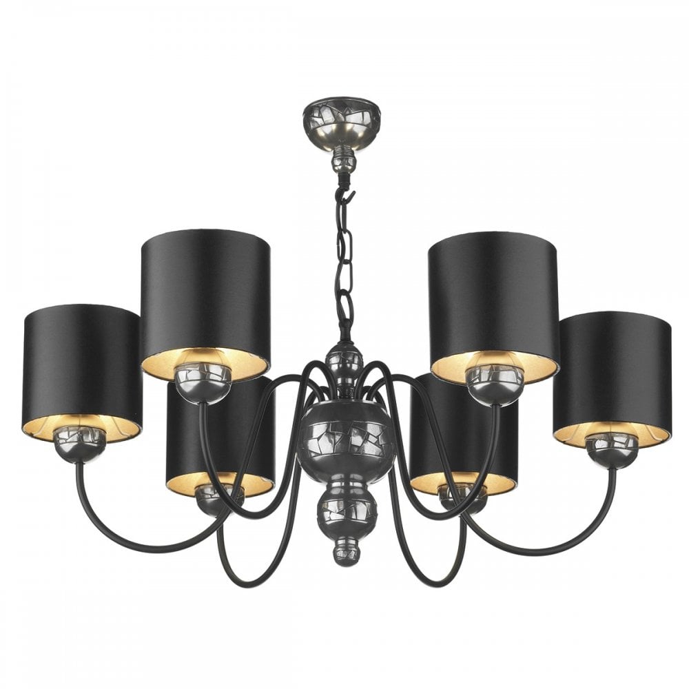 Garbo 6 Light Pewter with Black Silver Shades