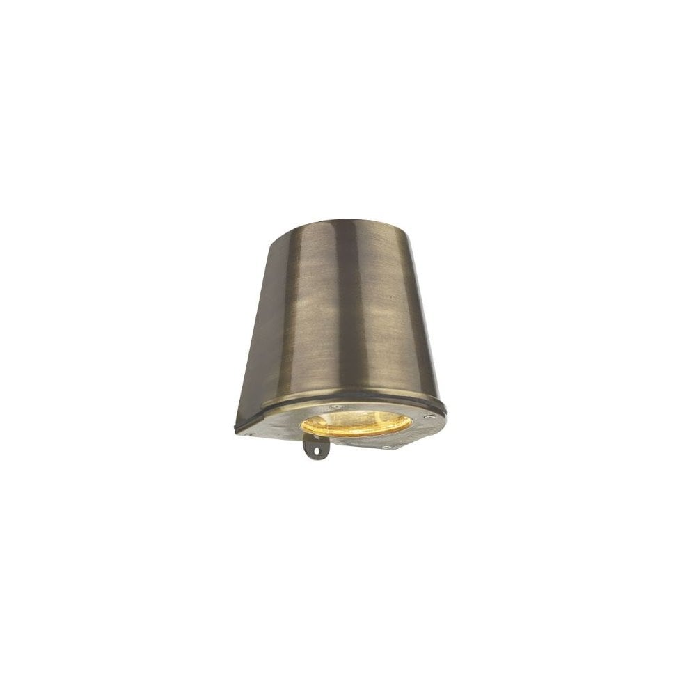 Strait Solid Brass IP44 Wall Down Light in Antique Brass