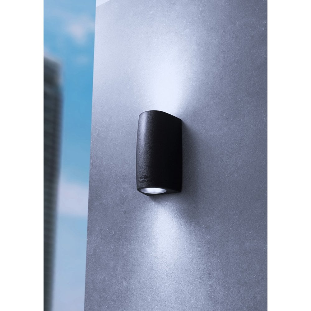 Marta 90 2 Light Black Up and Down Wall Fitting with Frosted Diffuser