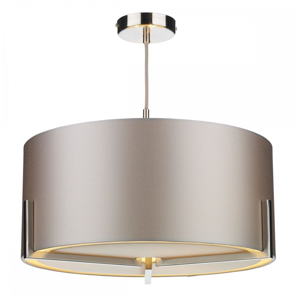 Huxley 3 Light Pendant in Satin Chrome (Shade Colour Options)