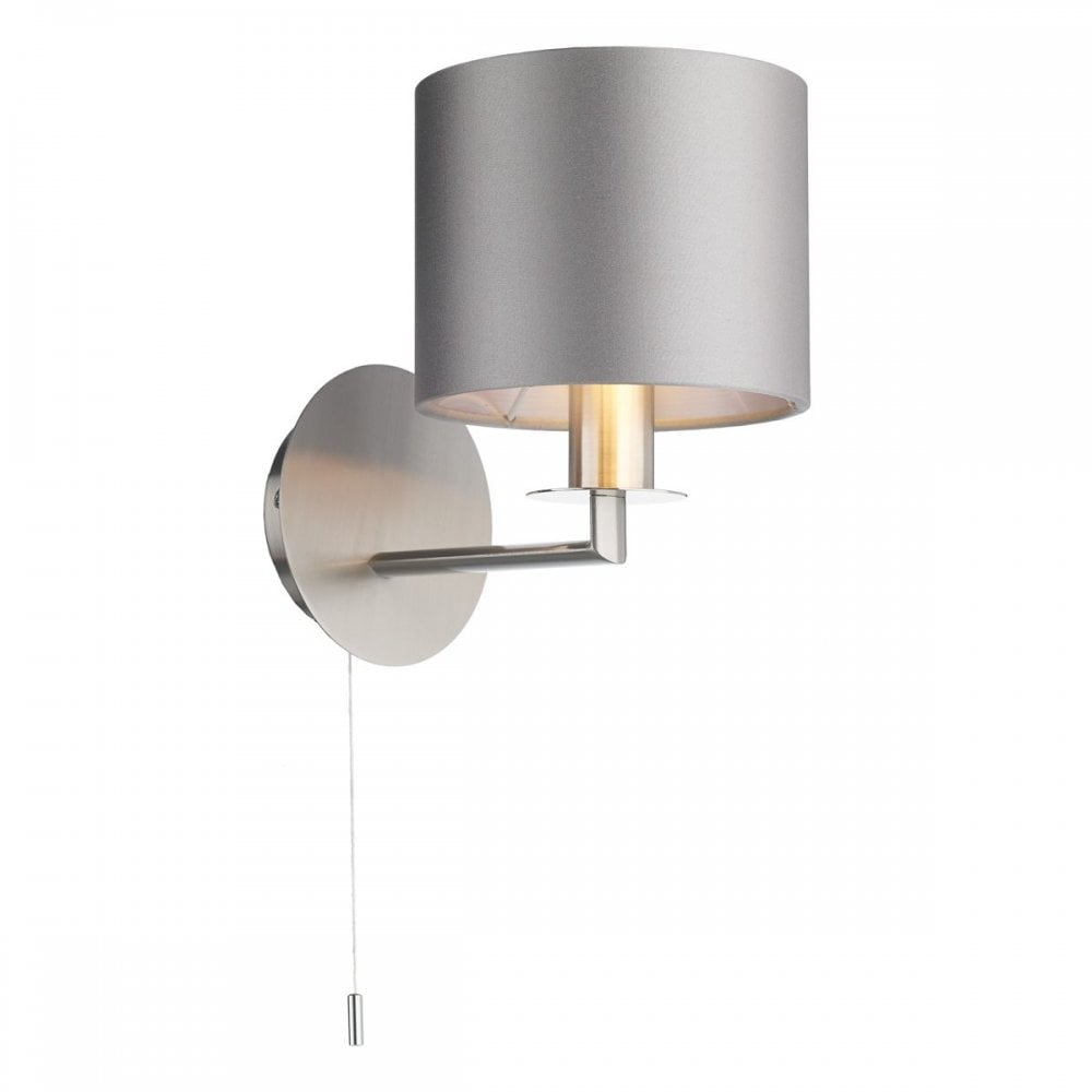 Rex Single Wall Light Satin Nickel (Shade Colour Options)