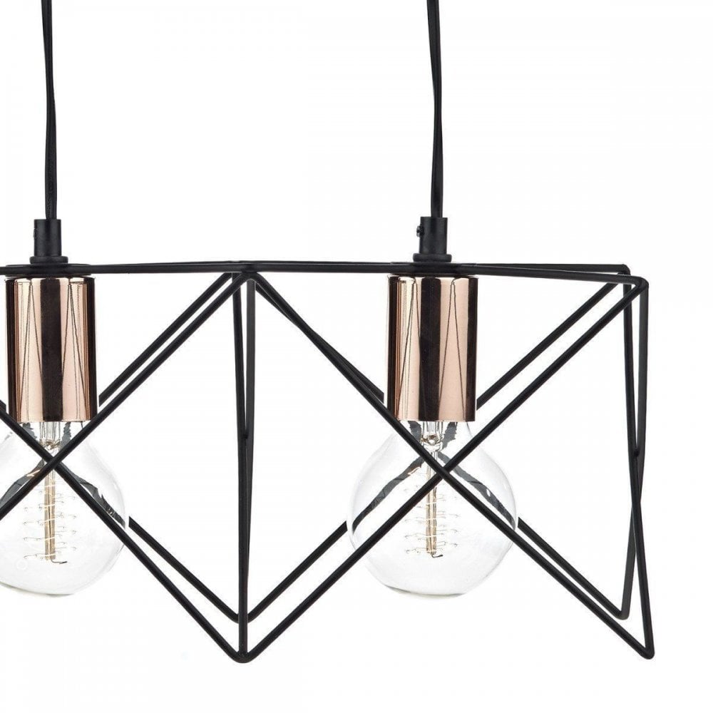 Midi 3 Light Bar in Black & Copper Finish