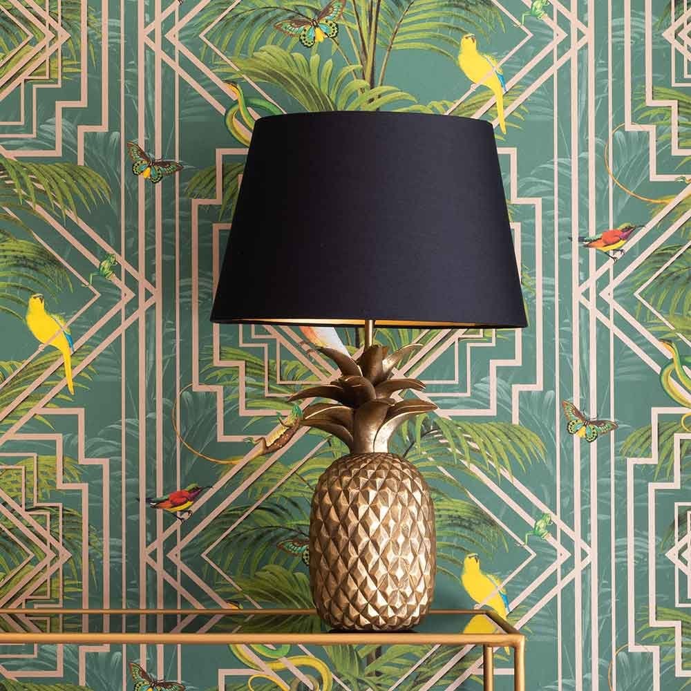 Safa Table Lamp in Gold C/W Black Shade