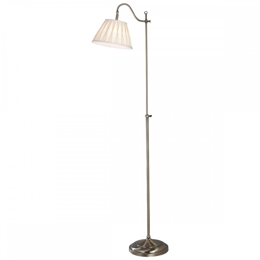 Suffolk Floor Lamp in Antique Brass C/W Cream Shade