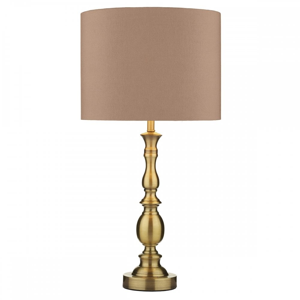Madrid Ball Table Lamp in Antique Brass C/W Shade