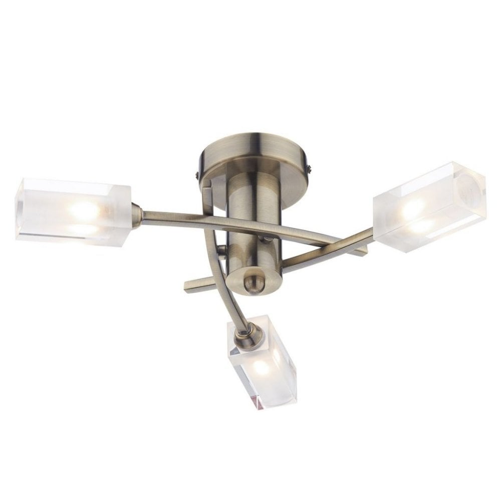 Morgan 3 Light Semi Flush in Antique Brass Finish
