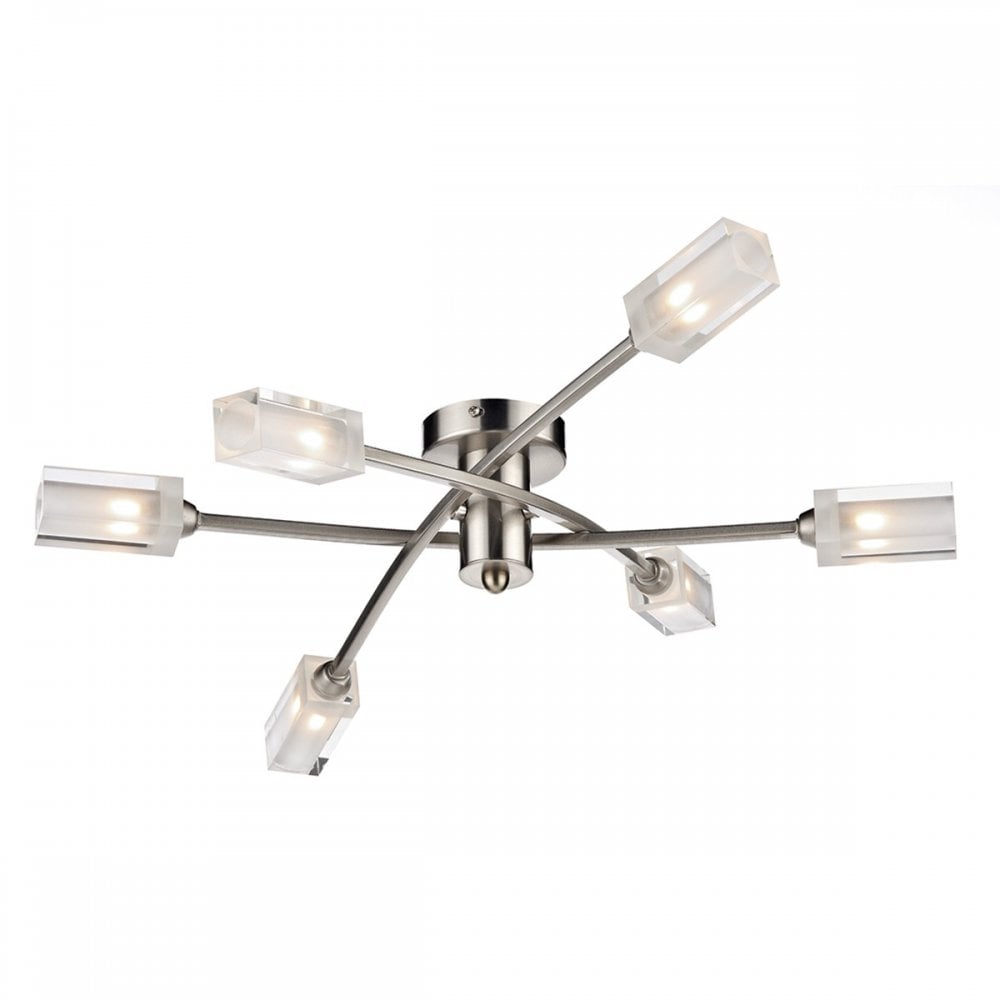 Morgan 6 Light Semi Flush in Satin Chrome Finish