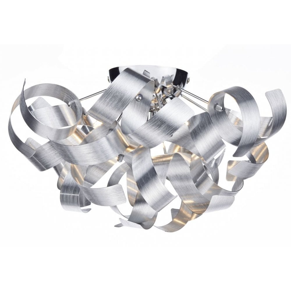 Rawley 4 Light Flush Fitting in Brushed Aluminium