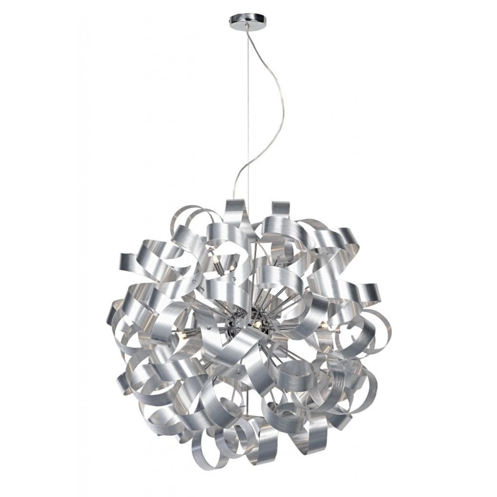 Rawley 12 Light Ribbon Pendant in Brushed Aluminium