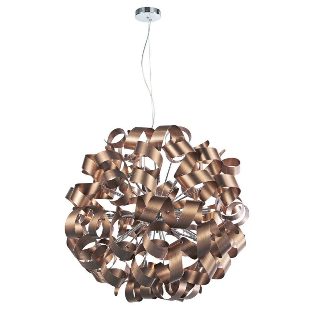 Rawley 12 Light Ribbon Pendant in Brushed Copper