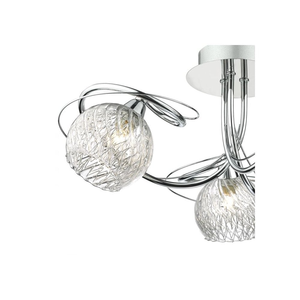 Rehan 3 Light Semi Flush in Polished Chrome & Decorative Glass