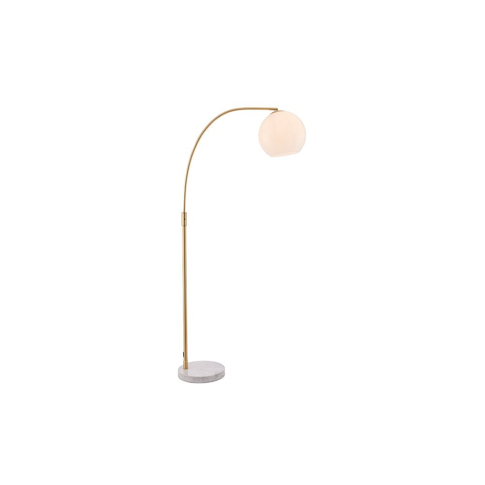 Otto Floor Lamp in Brushed Brass with Gloss Opal Glass