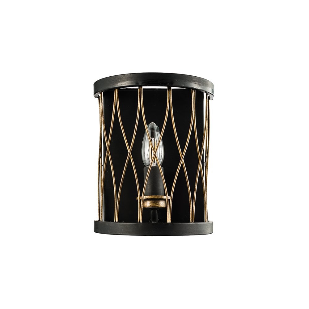 Heston Wall Light in Rustic Black & Bronze Finish