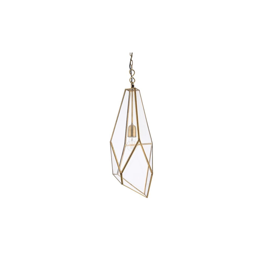 Avery Angled Cage Pendant in Antique Brass