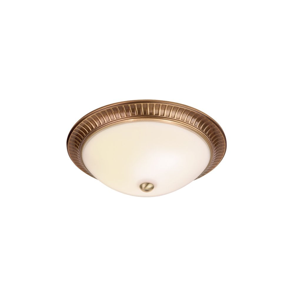 Brahm 2 Light Flush Fitting in Antique Brass