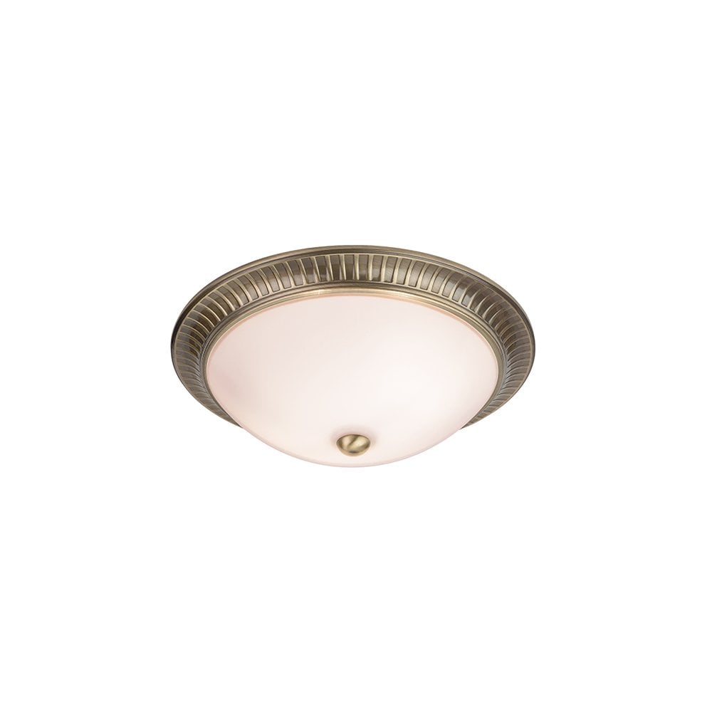 Brahm 2 Light Flush Fitting in Antique Brass