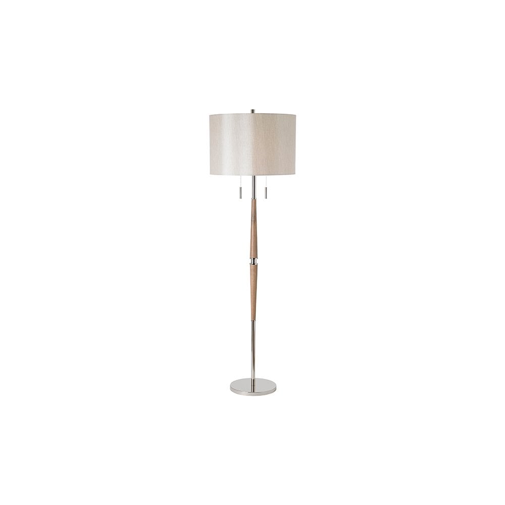 A Lightesse 2 Light Floor Lamp in Wood C/W Shade