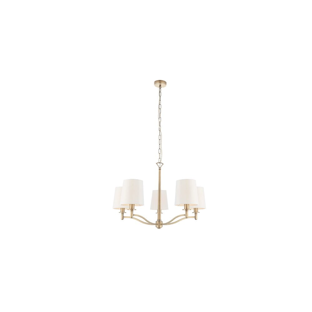 Ortona 5 Light Pendant in Antique Brass C/W Shades