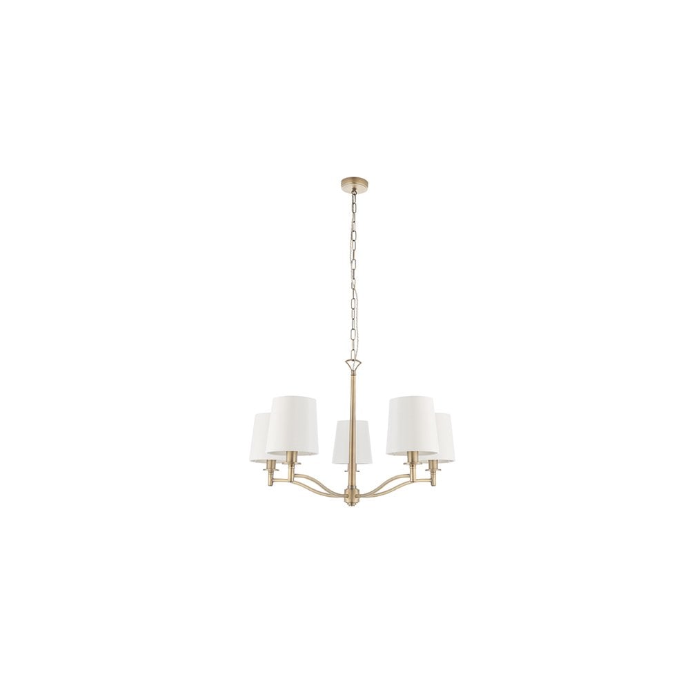 Ortona 5 Light Pendant in Antique Brass C/W Shades